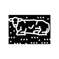 vaca acostado abajo glifo icono vector ilustración