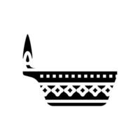 diya lamp hinduism glyph icon vector illustration