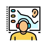 audiometría prueba audiólogo médico color icono vector ilustración