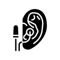 enchufe de oído uso audiólogo médico glifo icono vector ilustración