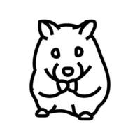 cute hamster sitting pet line icon vector illustration