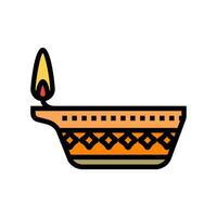 diya lámpara hinduismo color icono vector ilustración