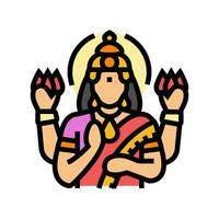 lakshmi god indian color icon vector illustration