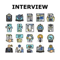 entrevista trabajo negocio empleado íconos conjunto vector