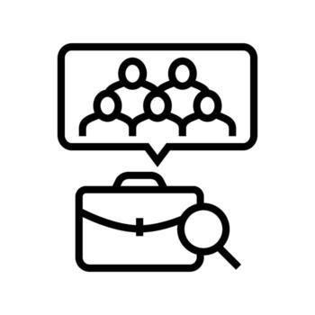 grupo entrevista entrevista trabajo línea icono vector ilustración