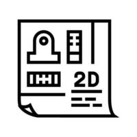 2d drafting architectural drafter line icon vector illustration