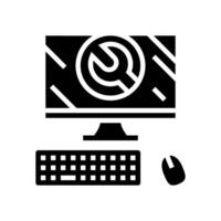 troubleshooting pc repair computer glyph icon vector illustration