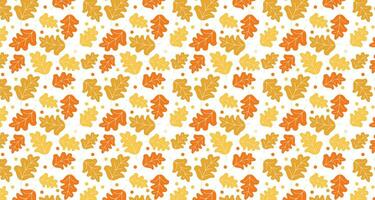 autumn leaves oak leaf seamless pattern backgorund brown fall leaf vector