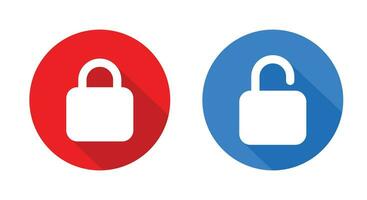 Lock and unlock security icon vector in flat style. Open and close padlock sign symbol