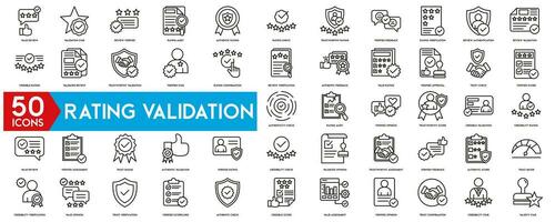 Rating Validation icon set  as conversation, checklist, choice, testimonial, dislike, sent, satisfaction scale vector icons for report, presentation, diagram, web design