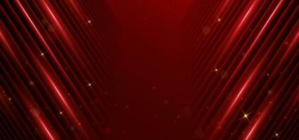 Abstract elegant dark red background with red neon line and lighting effect sparkle. vector