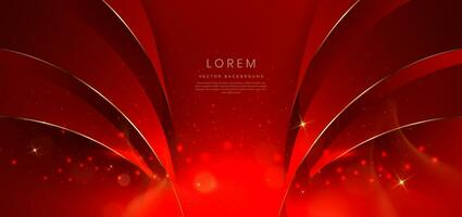 Abstract curved red shape on red background with lighting effect and copy space for text. Luxury design style. vector