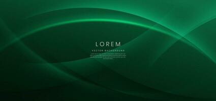 Abstract curved green shape on green background with copy space for text. Luxury design style. vector