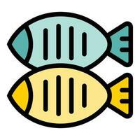 pescado glamping icono vector plano