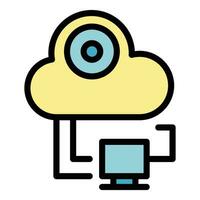 Computer data cloud icon vector flat