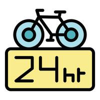 24 horas bicicleta alquilar icono vector plano