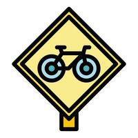 bicicleta alquilar la carretera firmar icono vector plano