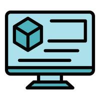 Monitor online parcel icon vector flat