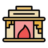 ladrillo horno icono vector plano