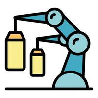 Glass production line robot icon vector flat
