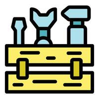Open toolbox icon vector flat