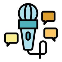 Microphone reporter interview icon vector flat