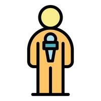 Camera reporter interview icon vector flat