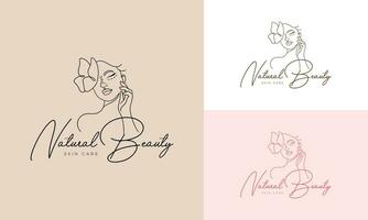 Vector set of spa element hand drawn logo with body and leaves.logo for spa and beauty salon premium vector