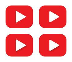 Youtube play button icon vector in flat style. Video streaming player application sign symbol