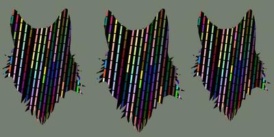 Wolf head shading design art with colorful abstract pattern. vector