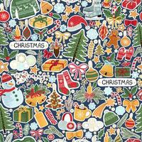 Vector seamless pattern with colorful illustrations of Christmas items. Use it for textile print, pattern fills, web page, wrapping paper, design of presentation and other graphic design