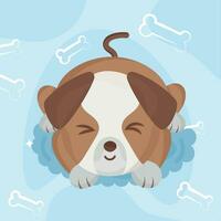 Ilustración de vector de personaje de dibujos animados de perro lindo aislado