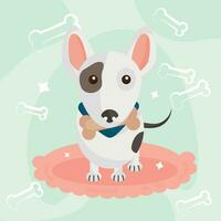 aislado linda toro terrier perro personaje vector ilustración