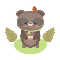 Isolated cute bear autumn animal Vector illustration