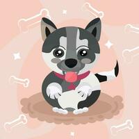 aislado linda fornido perro personaje dibujos animados vector ilustración