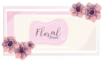 Isolated watercolored floral banner with text Vector illustration