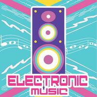 Retro electronic music background with a speaker Vector illustration