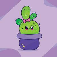 Isolated cute cactus cartoon character Vector illustration