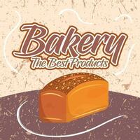 Colored retro bakery shop poster with bread Vector illustration