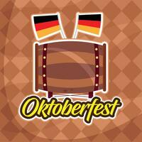 Beer barrel with a pair of flags of Germany Oktoberfest Vector illustration