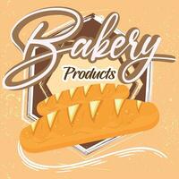 Colored retro bakery shop label with a pair of breads Vector illustration