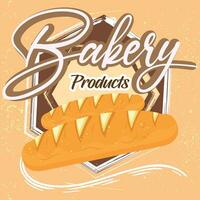 Colored retro bakery shop label with a pair of breads Vector illustration