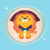 Isolated cute lion on witch costume Vector illustration