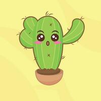 Isolated cute cactus cartoon character Vector illustration