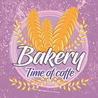 Colored retro bakery image with baguettes Vector illustration