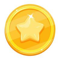 juego moneda con estrella. oro medalla para primero lugar. ganador icono en dibujos animados estilo vector