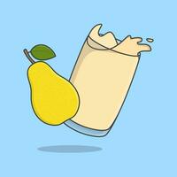 Pear Juice Cartoon Vector Illustration. Pear Juice Flat Icon Outline