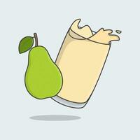 Green Pear Juice Cartoon Vector Illustration. Pear Juice Flat Icon Outline