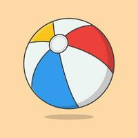 Beach Ball Cartoon Vector Illustration. Colorful Beach Ballon For Holidays Summer Flat Icon Outline