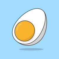 Half Of Boiled Egg Cartoon Vector Illustration. Boiled Egg Flat Icon Outline